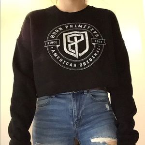 Black cropped crew neck